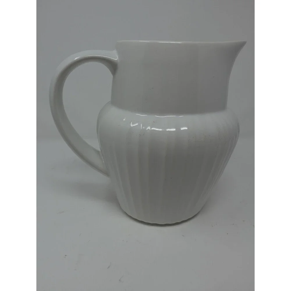 CorningWare Casual China White Ribbed Pitcher 1.5 Qt Tableware Thailand